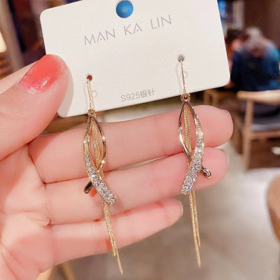 New Cross Diamond Tassel Sterling Silver Needle Earrings for Women +2022 Korean Style Stylish Graceful Simple Light Luxury Earrings