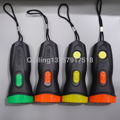 New dry battery plastic flashlight 2 * AA + with tail rope + Portable