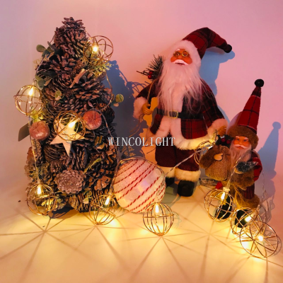 Christmas Battery Light 10L + Led2m + Rose Gold Wire Ball Bright Holiday Party Supplies Christmas Crafts