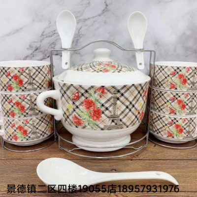 Special Offer Jingdezhen Ceramic Soup Pot Set Ceramic Bowl Dual-Sided Stockpot Rice Noodle Pot Exported to Kuwait Turkey Fryer