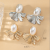 2 Pairs a Set of Design Pearl Silver Letter Leaf-Shaped Earring Elegant and Advanced