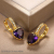 European and American New Copper Plating 18K Gold Love Zircon Earrings Stylish Graceful Simple Heart-Shaped Earring Ear Clip Women