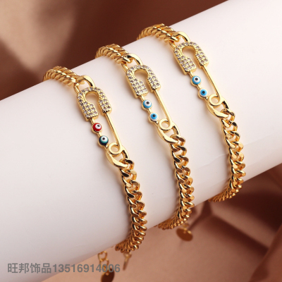 European and American Style Women's Fashion Ornament Colorful Oil Necklace Pin Eye Bracelet Personality All-Match Jewelry in Stock Wholesale