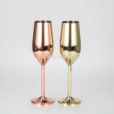 200ml Goblet Champagne Glasses 304 Stainless Steel Rose Gold Plated Wine Glass Goblet