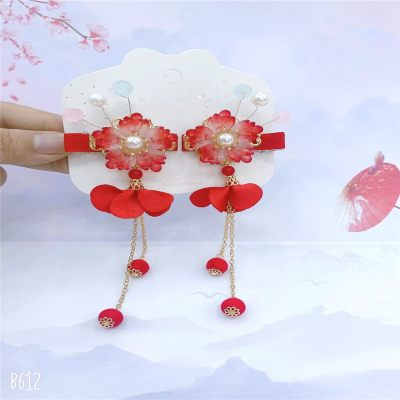 Winter 2022 new Hanfu headwear Chinese-style girls walk shake Tang dress accessories Red hair clip little girl to clip