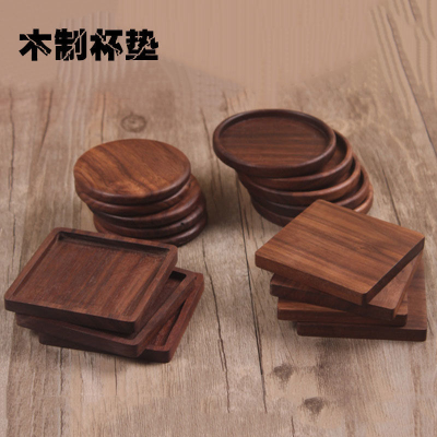 Wooden Creative Coaster Solid Wood Dinner Plate Snack Tray round Solid Wood Insulation Children's Wooden Insulation Plate