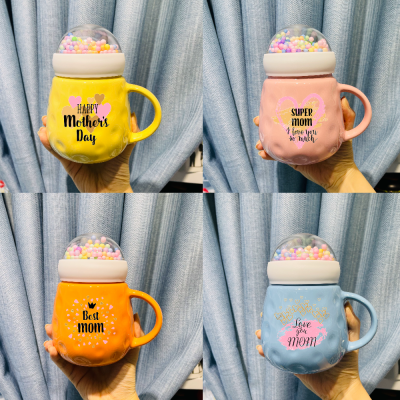Creative Star Ball Cover Mother's Day Mirror Cup Couple's Cups Office Ceramic Cup Household Water Cup Gift Cup