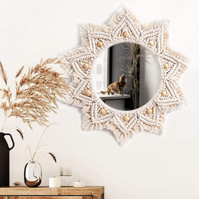 Ins Bohemian Decorative Woven Mirror Nordic Style Bedroom Decoration