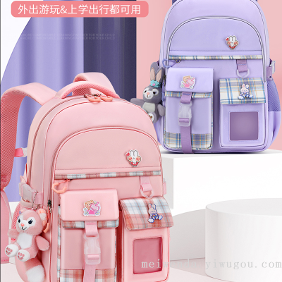 One Piece Dropshipping 2022 New All-Match Student Grade 1-6 Schoolbag Burden Alleviation Backpack Wholesale