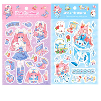 Girl's Heart Cute Style Cartoon Laser Hand Account Waterproof Decorative Stationery Stickers Laser Hand Ledger Sticker Material