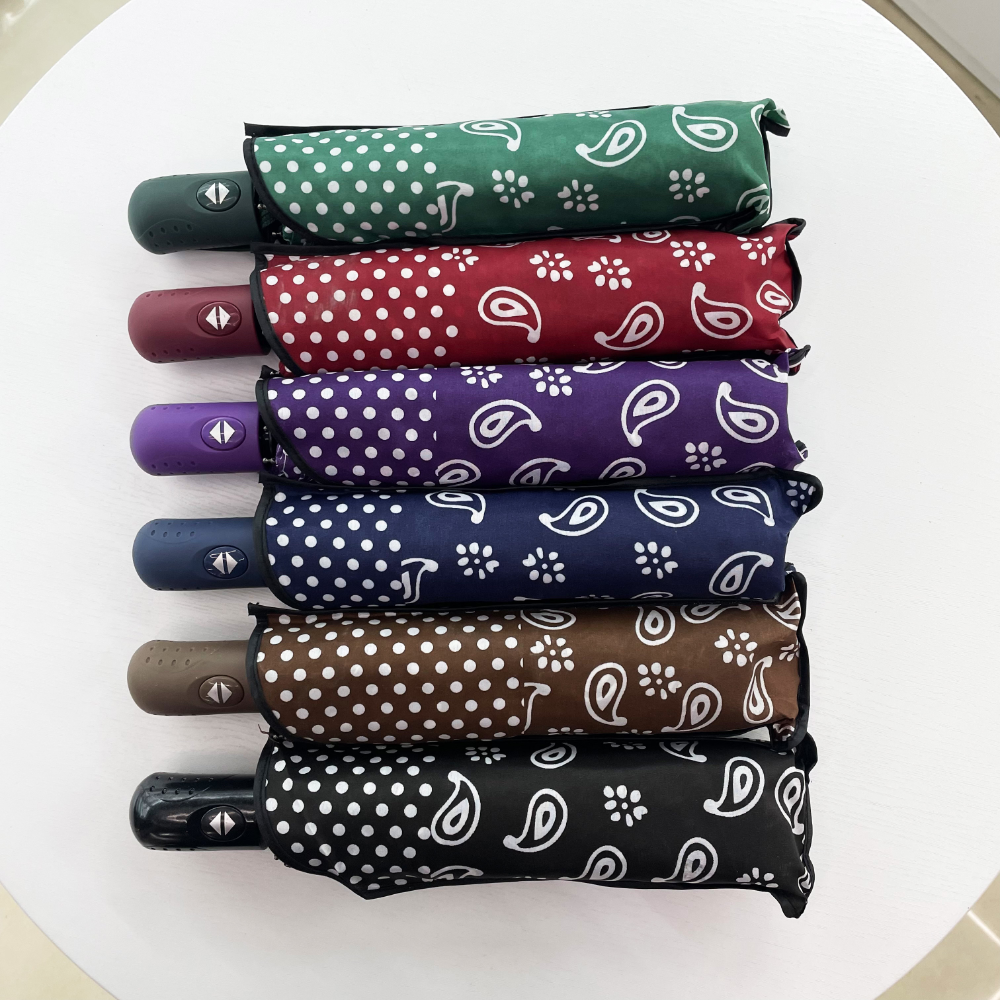 自动琵琶花三折伞 自开收商务折叠晴雨伞