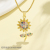 Niche Popular Colorful Sunflower Pendant Brass 18K Gold Plating Zircon Accessories Europe and America Cross Border Rose Necklace