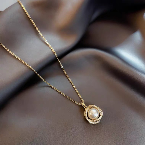 High-Grade Women‘s Necklace Women‘s Fashion Net Red Pearl Pendant Light Luxury Minority Clavicle Chain Factory Direct Sales Wholesale