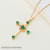 Amazon Hot 18K Color-Retaining Copper Inlaid Zircon Cross Pendant Necklace Pendant Stainless Steel Clavicle Chain HT