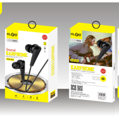 Factory Direct Sales Klgo Cool Is KS-63 Wired Earphone Bass High Quality Incense Inserted Earphone