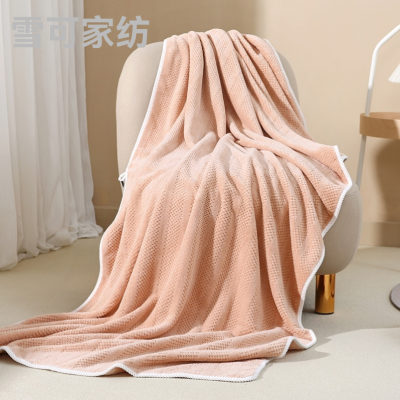 Coral Velvet Fishing Boat Singing Night Beauty Blanket Large Bath Towel 90 * 180cm Can Be Covered without Lint, Color Fading, Strong Absorbent