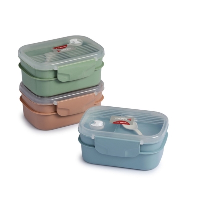 T07-2231 Lunch Box Double-Layer Lunch Box Separated Lunch Box with Tableware Microwaveable Heating Portable Lunch Box