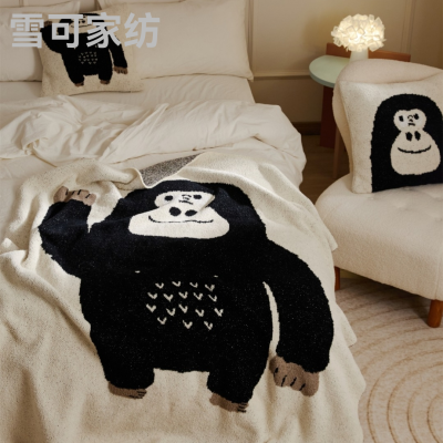 Half Velvet Knitted Blanket 130*160 Sofa Cover Nap Blanket Chimp Personalized B & B Blanket