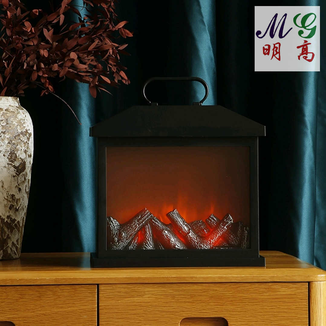 新款黑色磨砂仿真LED炭火火焰灯 时尚创意酒吧氛围装饰夜灯壁炉灯