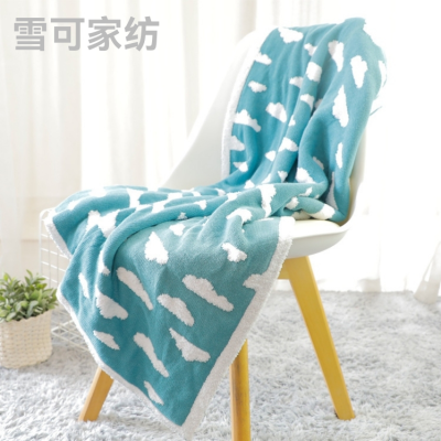 INS Style Half Velvet White Cloud Blanket Baby Four Seasons Cover Blanket Stroller Blanket Soft Glutinous Office Four Seasons Nap Blanket