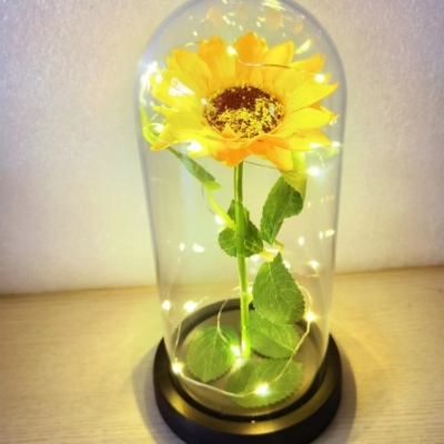 Glass Lampshade Gold Foil Yongsheng Rose SUNFLOWER Led Luminous Mother Valentine's Day Decoration Craft Wedding Gift Box