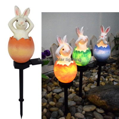 Solar Rabbit Lamp Sun Easter Decorative Lamp Solar Garden Lawn Lamp Solar Egg Shell Rabbit Lamp