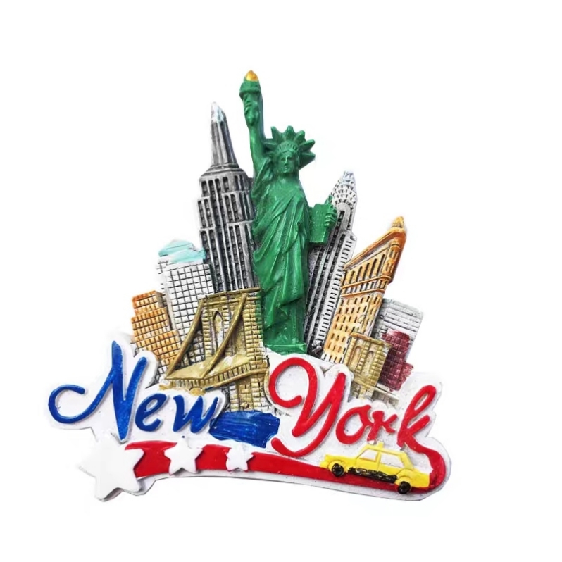 美国纽约地标创意磁性手工彩绘树脂冰箱贴