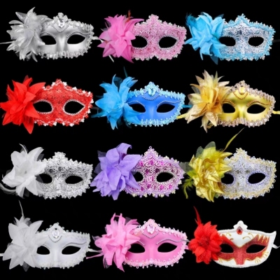 Holiday Masks, Party Mask, Half Face Flower Mask, Halloween Mask, Carnival Mask,