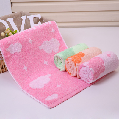 Factory direct sale pure cotton towel clouds and English letters cartoon jacquard towel