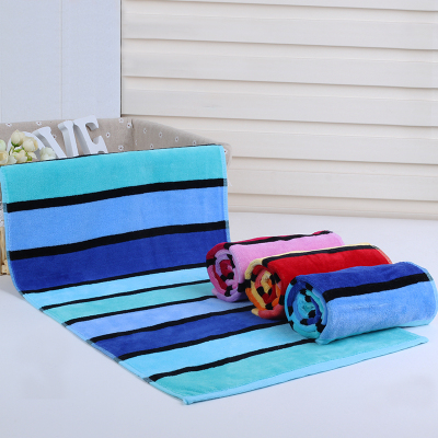 The new thickened pure cotton face towel fashionable wide stripe cloth cut-pile towel