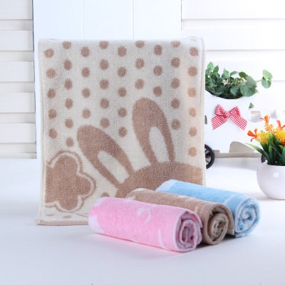 Cute cartoon Small dots towel rabbit towel Twistless absorbent pure cotton child towel