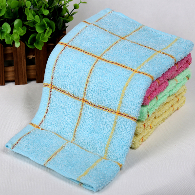 Pure cotton towel single yarn grid stripe jacquard towel plain color towels