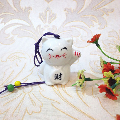 Small fortune cat  Ceramic wind chimes