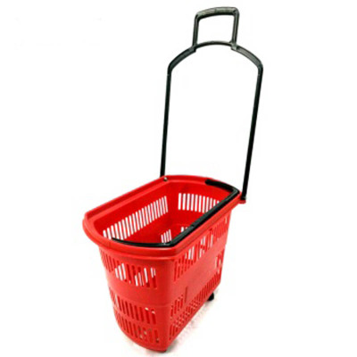 four-wheels pull rod hand shopping basket