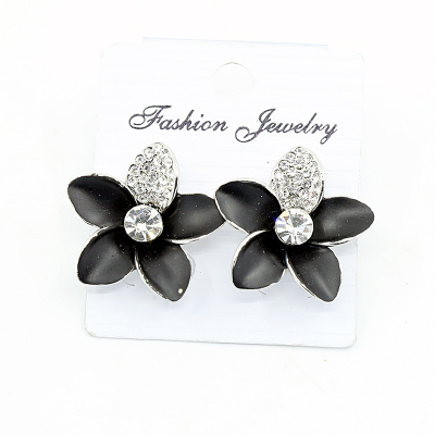 Factory outlets top grade alloy earrings platinum black rose earrings