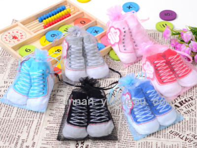 Korean style stereoscopic socks cotton antiskid handmade baby's socks shoelace pattern socks