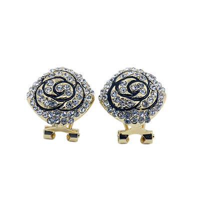 Alloy earrings women's generous earrings fashion rhinestone inlaid rose shape earrings