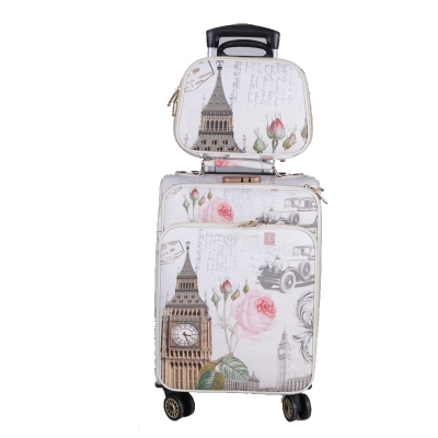 Top grade trolley case 360degree wheel travelling case high-capacity boarding suitcase PU luggage