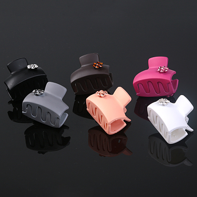 Matte texture Cute Fat Rectangle Hair Clip plum blossom Rhinestones Square Frosted 6 colors Hair accessories