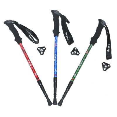 Outdoor 4 sections alpenstocks trekking pole mountaineering sticks