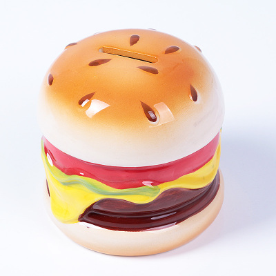 Ceramic hamburger shape saving pot creative momey pot novel gifts