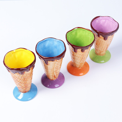 Colored drawing ceramic cup creative mug3 couples' cups ice cream drink cups