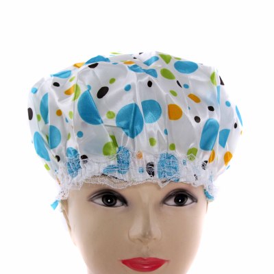 Nylon lace edge shower cap Women's waterproof bath cap