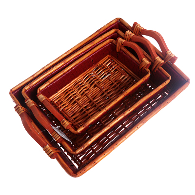 willow rattan surface tea tray 3-piece square tray fruit baskets