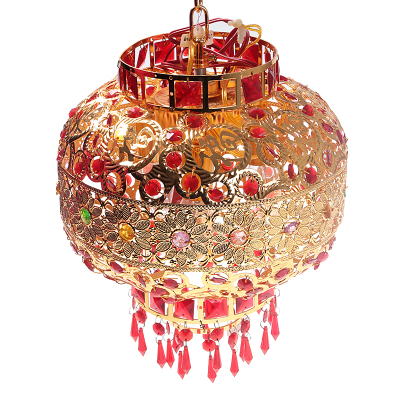 Flowers pattern crystal lantern rotatable festival wedding red lantern pendant lamp balcony lantern