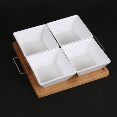 bamboo ceramic fruit dishes set snack dishes