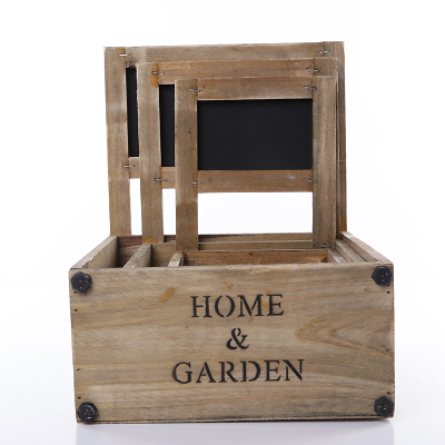 wooden blackboard flowerpot