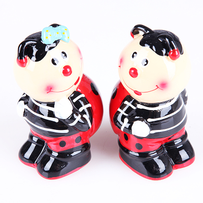 Ceramic cartoon ladybird piggy bank saving box