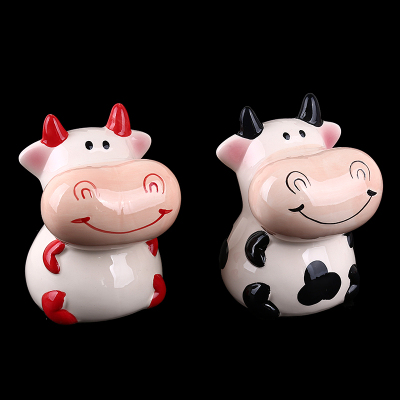 Creative piggy bank ceramic money pot Lucky cow crafts 
