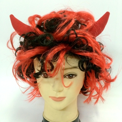 Halloween black and red horns short hair